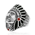 thumbnail image 4 of Black Onyx Dot Red Coral Accented Indian Style .925 Silver Ring-10, 4 of 6