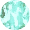 thumbnail image 1 of Ahgly Company Machine Washable Indoor Round Abstract Turquoise Blue Modern Area Rugs, 5' Round, 1 of 4