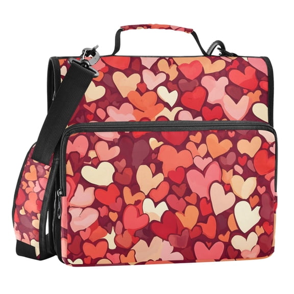 ALAZA Zipper Binder Hearts Pattern 3 Ring Trapper Keeper File Folder Organizer Bag
