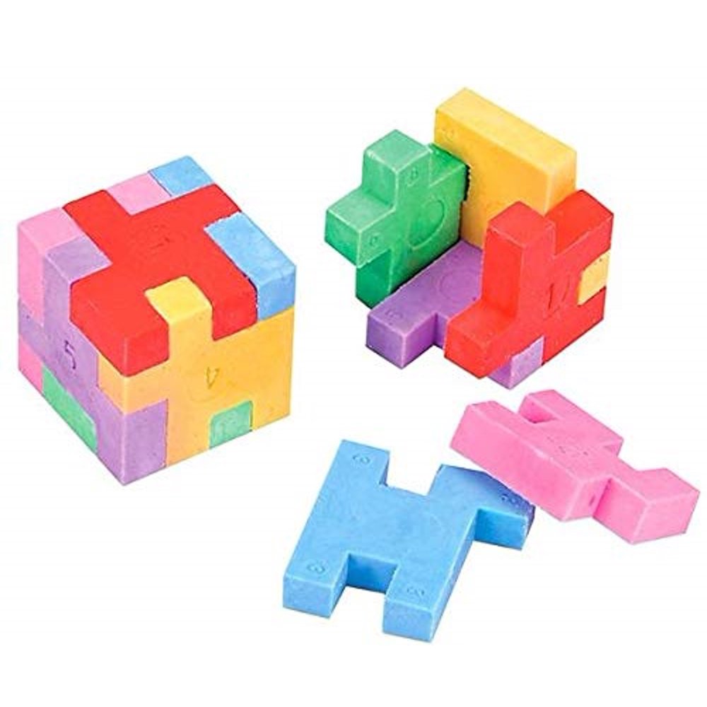Neliblu Fun Puzzle Eraser Cubes, Colorful Pencil Eraser (12 Pack