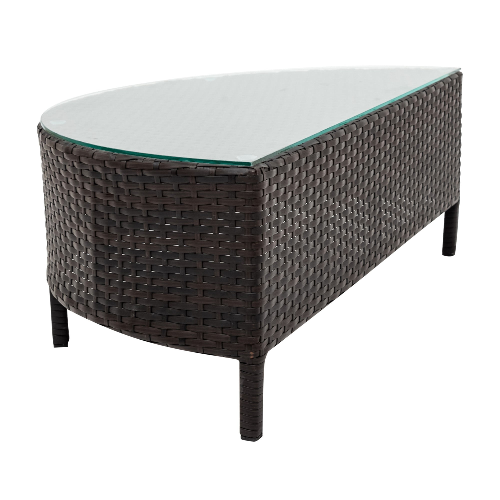Sailvan 5pc Outdoor Patio Sectional Furniture Set - All-Weather PE Rattan Wicker Half-Moon Sofa with Tempered Glass Table & Thick Cushions Grey