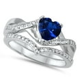 thumbnail image 2 of Womens Bridal Ring Set Heart Cut Sterling Silver CZ Wedding Band Engagement Ring Set 9, 2 of 4