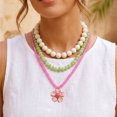 thumbnail image 2 of Daily Wear Layered Pendant Necklace for Women, Beaded Three Strand Collarbone Jewelry Set with Flower Detail for Parties and Travel Looks, 2 of 9