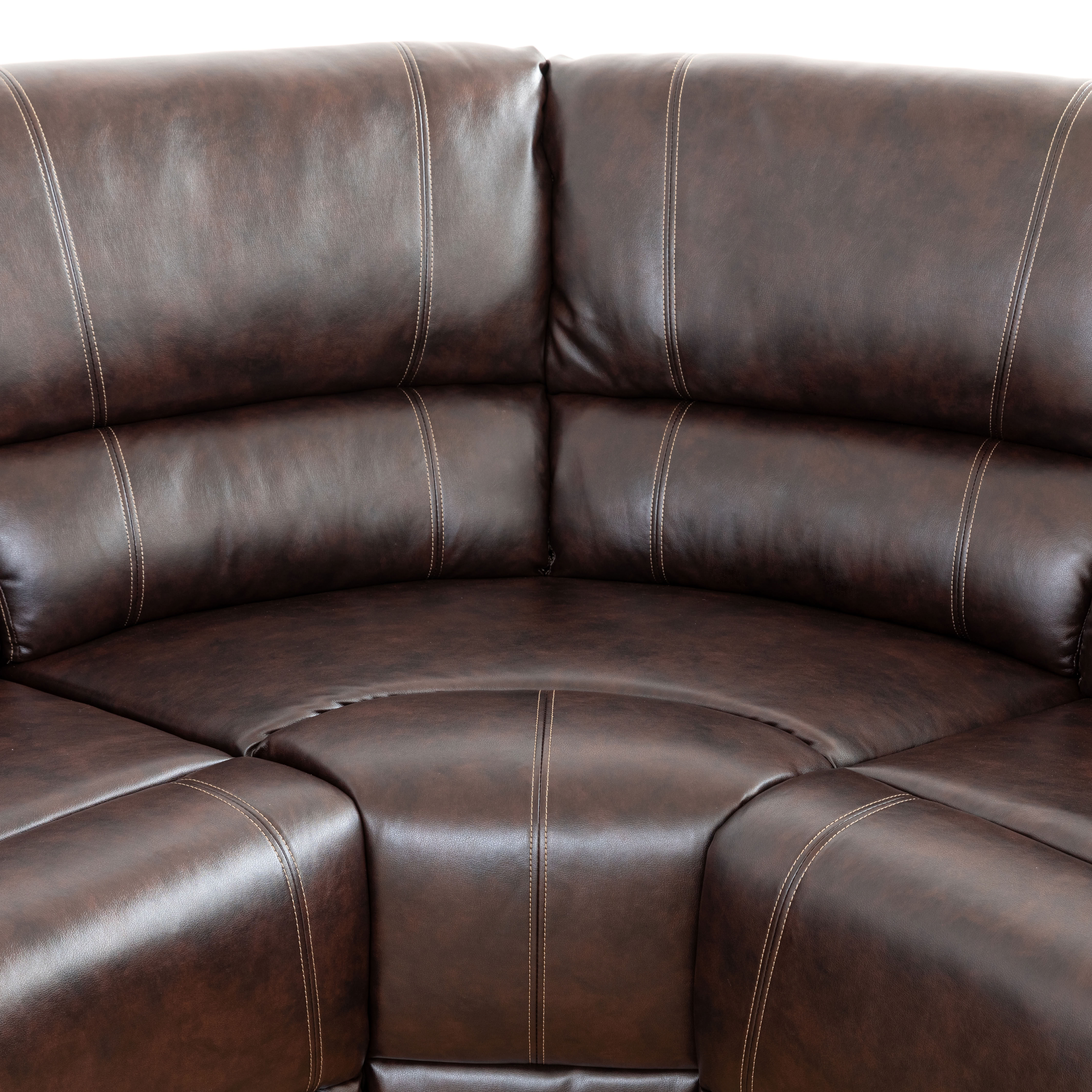 MAYEERTY 5-Seater Recliner Sofa Set - Faux Leather with Storage & Push-Back Chaise for Family Living Room & Home Theater