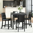 thumbnail image 3 of 5 Piece Counter Height Dining Set, Square Wooden Table with 4 Upholstered Chairs and Crystal Accents, Modern Kitchen Furniture for Casual Meals, Black Finish, 3 of 9