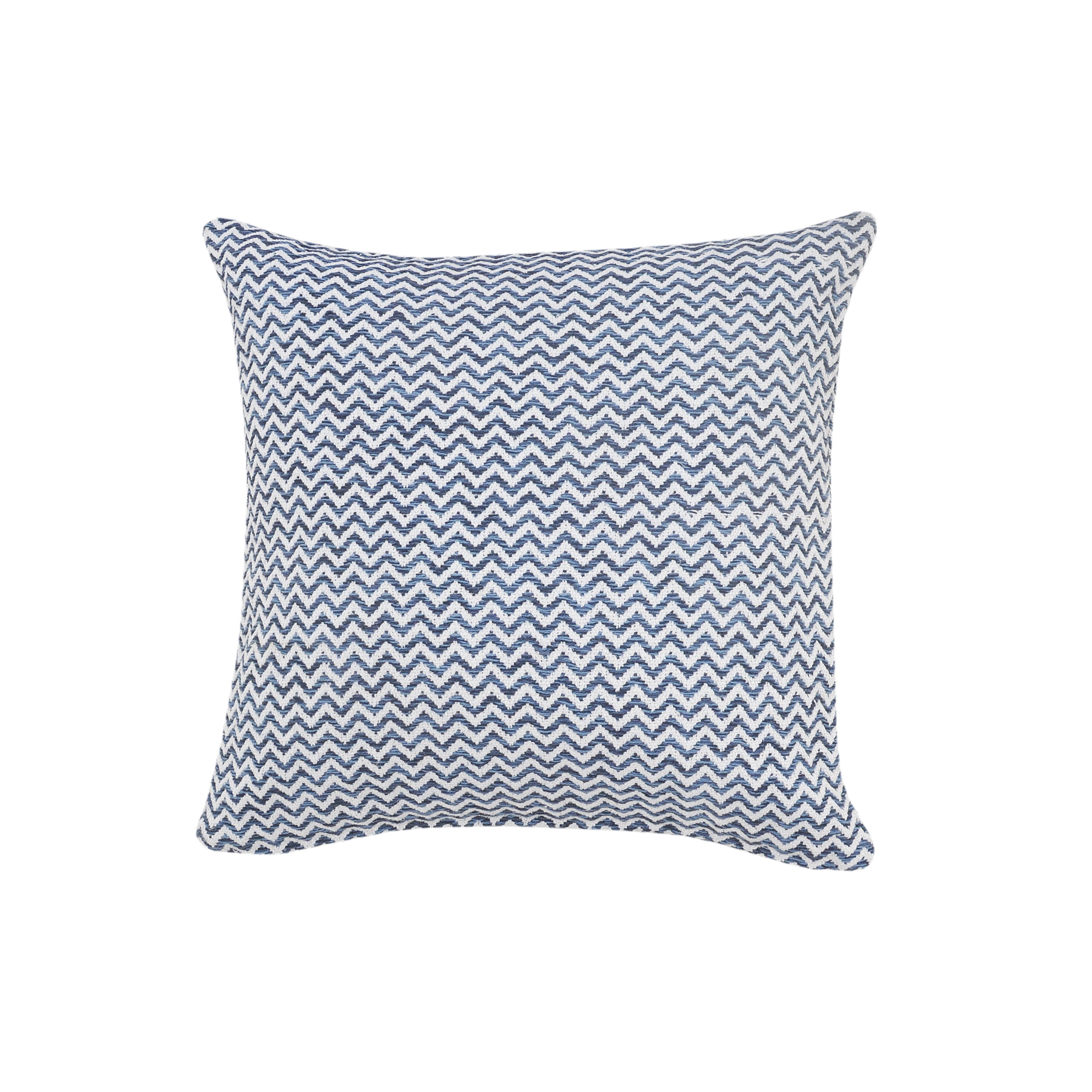 Harlow Hill Hampton 22" x 22" Chevron Cotton Adult Decorative Feather Filled Pillow, Navy/Blue/White
