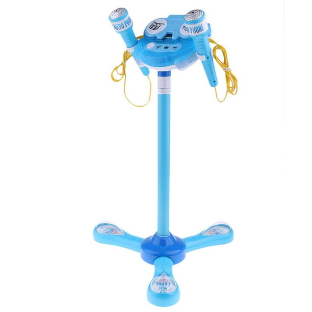Micrófono para niños con enchufe para reproductores MP3, soporte ajustable, micrófono, juguete educativo Azul
