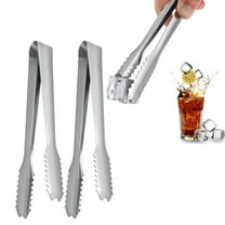 GoXteam Stainless Steel Cocktail Tongs (2 Pack, 7.5") - Small Bar Ice Tongs with Sharp Grip Teeth for Ice Buckets, Sugar, Olives & Garnishes