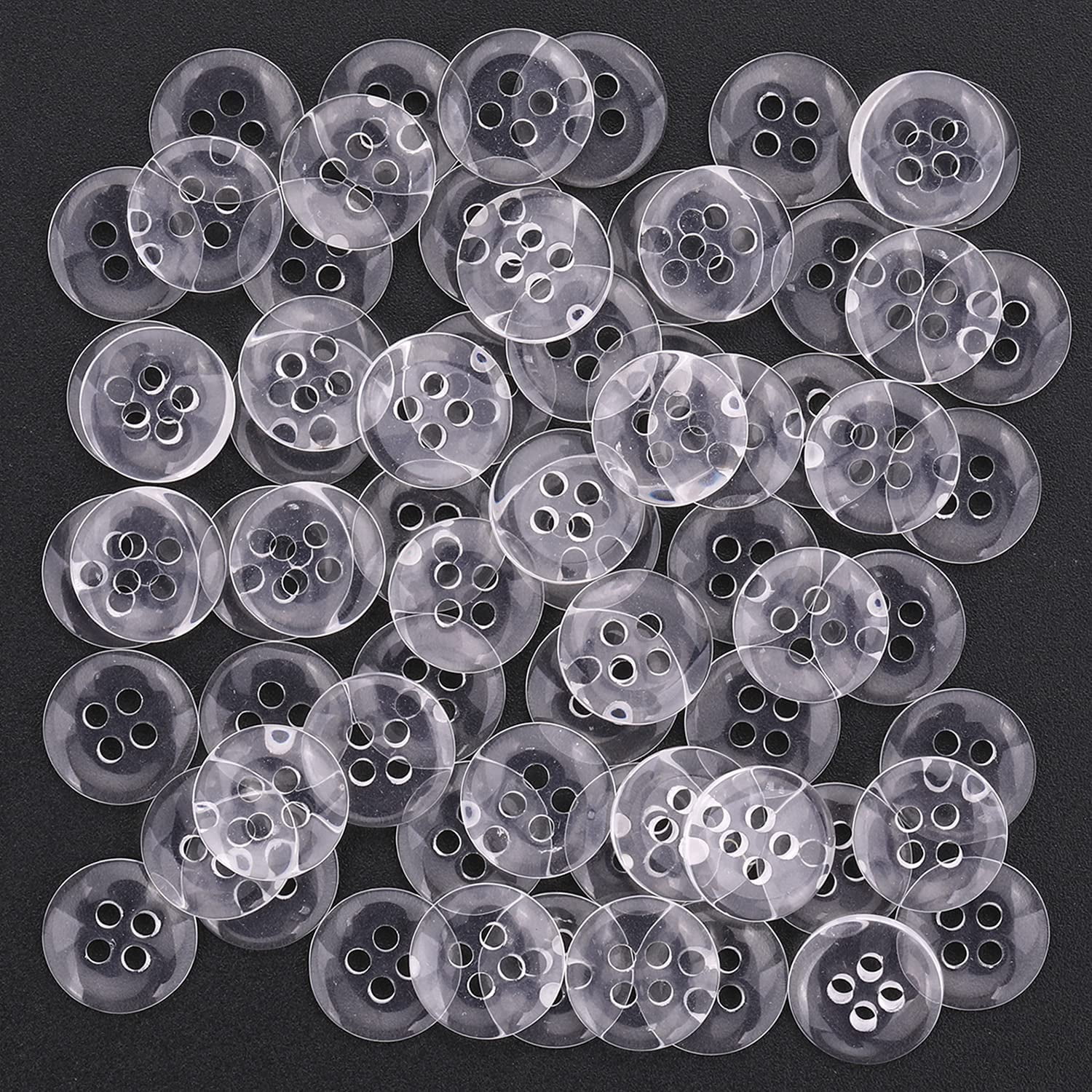Trimming Shop 10mm Round Shape Plastic Buttons 4 Holes for DIY