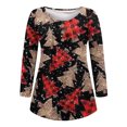 thumbnail image 4 of Pntutb Mujer Invierno Sexy Cuello Redondo Manga Larga Impreso tops Navidad Impreso Regular Blusa Pntutb Pntutb-679, 4 of 5