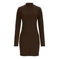 thumbnail image 2 of yillto Women's Mock Neck Ribbed Dress Long Sleeve Slim Mini Dresses Fall Trendy Stretchy Outfits, 2 of 6