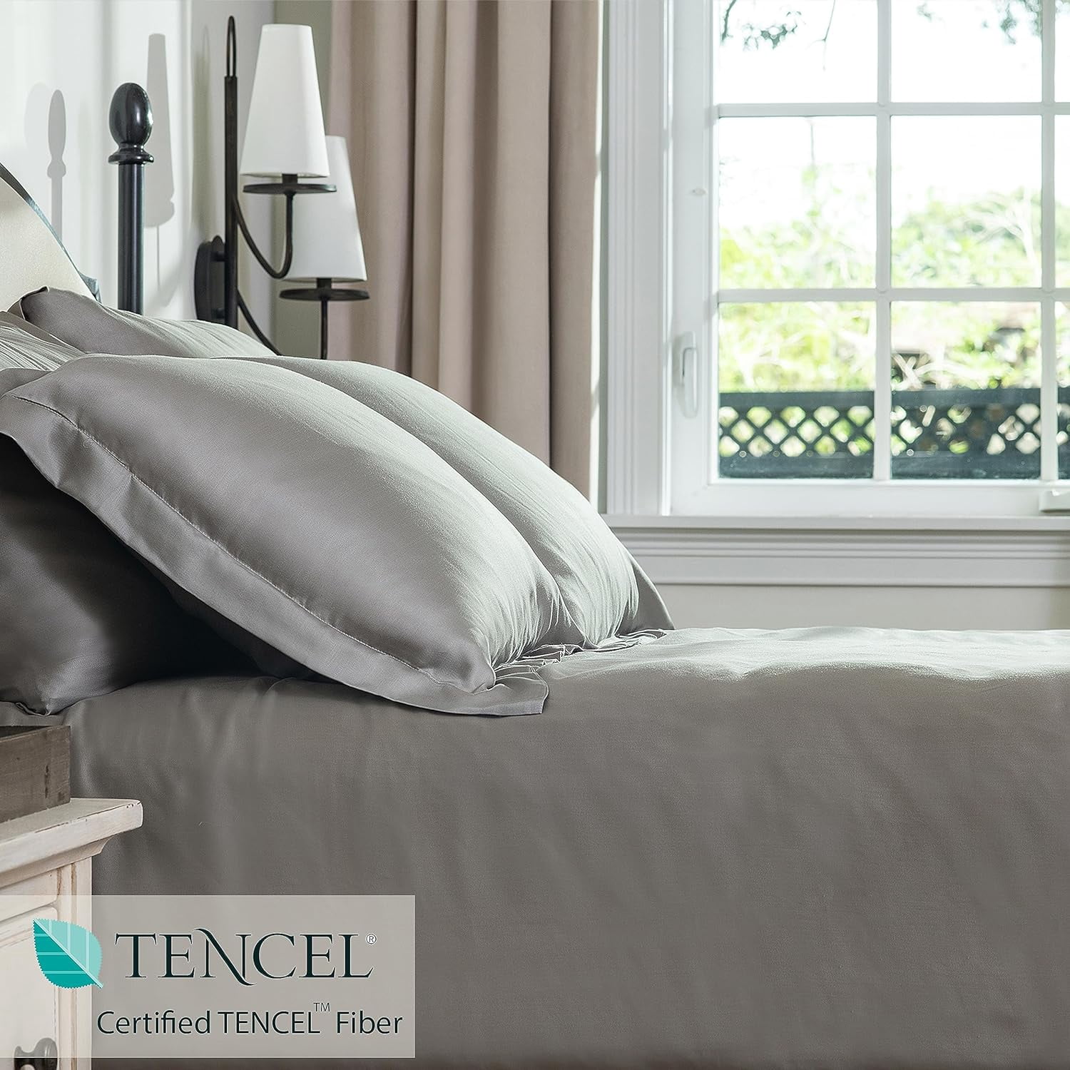 Delara 100% Eucalyptus TENCEL Lyocell King Fitted Sheet 78"x80", 17" Deep Pocket, Cooling, Silky Soft, Moisture-Wicking, Dove