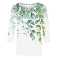 thumbnail image 4 of hxobax 3/4 Length Sleeve Tops for Womens Summer Cute Tshirts Floral Print Tunic Top Pullover Blouses, 4 of 5