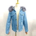 thumbnail image 4 of Xmyrz Light Jackets For Women Outgoing Long Sleeve Comfy Fleece-Lined Thickened Baggy Denim Jacket Ripped Top Coat Outerwear Jacket, 4 of 5