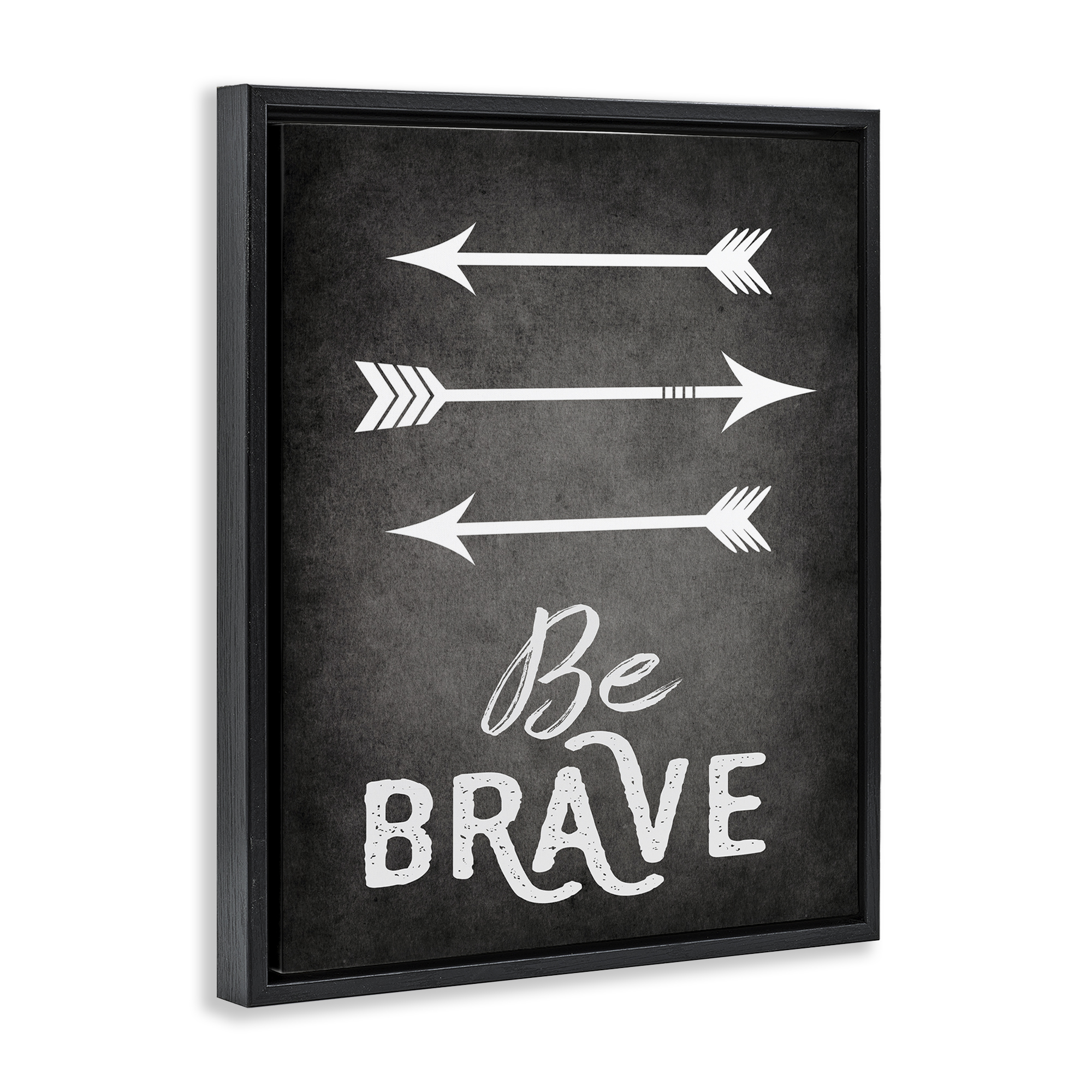 Stupell Industries Be Brave Arrows Typography Painting Black Floater Framed Canvas Art Print Wall Art, 25 x 31