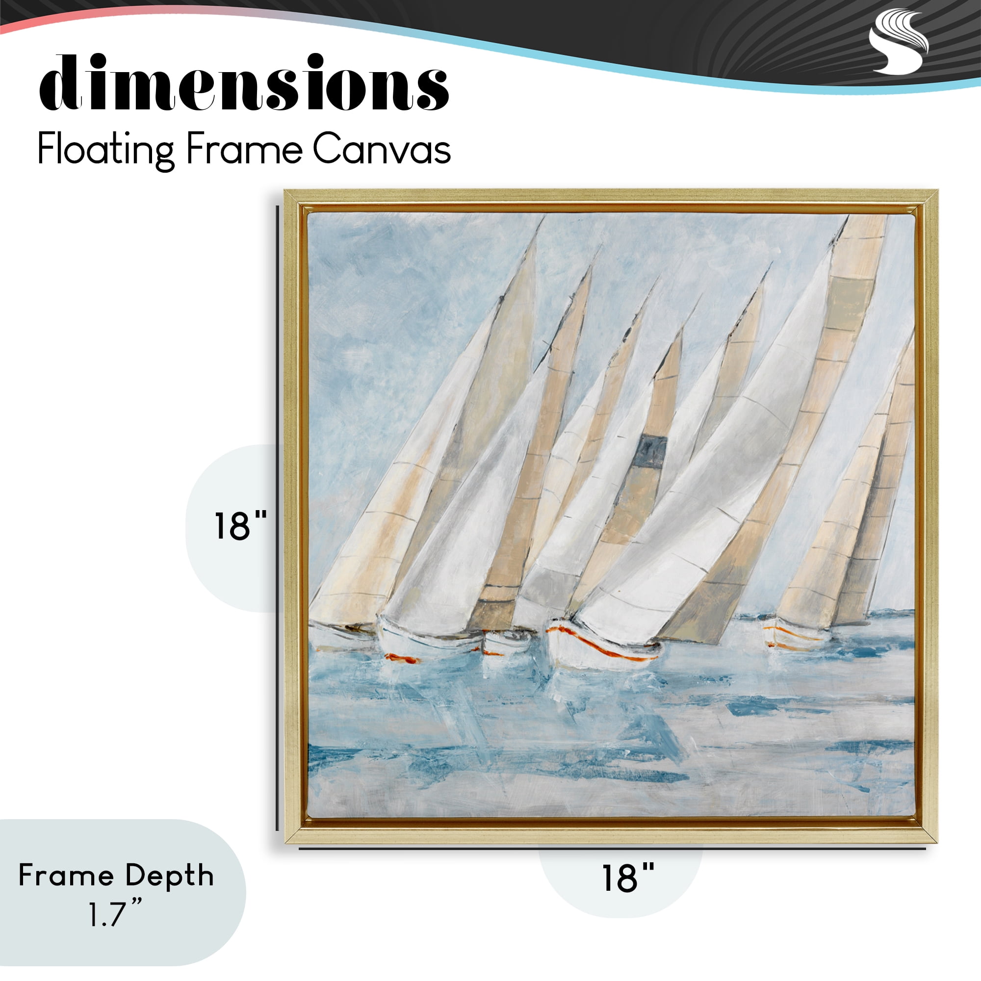 Stupell Industries Sailboat Regatta Coastal Scene Gold Framed Floater Canvas Wall Art, design by Lorenzo Collective