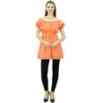 thumbnail image 4 of Bimba Women's Off shoulder Puff Sleeve Tops Elastic Waist Blouse Cotton Tunic, 4 of 9