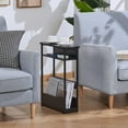 thumbnail image 4 of Vintage Side Table with Storage Shelf, 3 Tier Slim End Table Modern Sofa Table for Narrow Spaces, 24.6 Inch Height Bedside Table Small Nightstand with Magazine Rack Space Saving/Black, 4 of 8