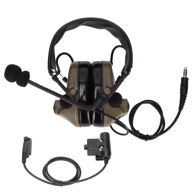 Auriculares militares con conector estándar de 7,1 mm y protección auditiva con PTT U94 para Motorola GP338, GP‑328, GP‑340, GP‑380, color verde militar.