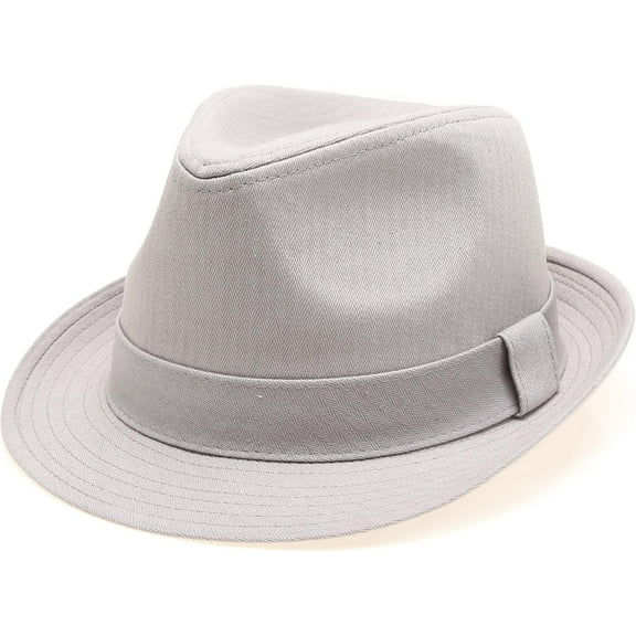 Classic Trilby Short Brim 100% Cotton Twill Fedora Hat With Band Unisex