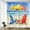 Blue Red Yellow, variant on Beach Ocean Palm Tree Shower Curtain - Tropical Blue Sea Hawaiian Seaside Nature Scenery, Polyester Fabric, Includes Hooks, 70Wx83H Inch, Perfect for Summer-Themed Bathrooms, Adds a Vibrant and Relaxi