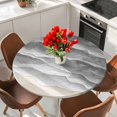 thumbnail image 2 of Grey Beach Coastal Round Tablecloth 36-44 Inch Round Fitted Table Cloth with Elastic Edge, Summer Nautical Seaside Ocean Ombre Waterproof Table Cover Protector for Outdoor Picnic Party Dining, 2 of 9