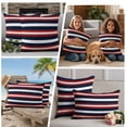 thumbnail image 4 of Outdoor Pillow Covers Minimalist Navy Blue Red Stripe Waterproof Pillow Cases 16x16 Set of 2, Independence Day Contrast Line Throw Pillow Cover Pillowcase for Patio Balcony Couch Garden, 4 of 9