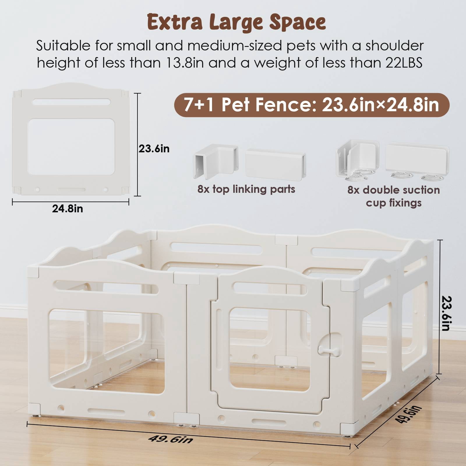Arlopu Dog Playpen with Secure Locking Door, Clear Acrylic Dog Crate Kennel, Pet Fence for Medium Pets, Stable Puppy Playpen Indoor