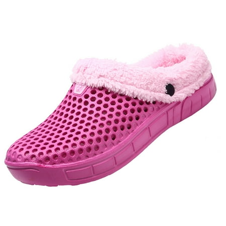 

Men s Women s Lined clog Breathable Mesh Lining Indoor Outdoor Walking Garden Clogs Winter Slippers Pink 40