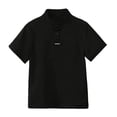 thumbnail image 3 of KHONTS Boys Short Sleeve Henley Collar T Shirt Kids Button up T-Shirts Casual Summer Solid Tees,Size 5-14 Years Black 140, 3 of 6