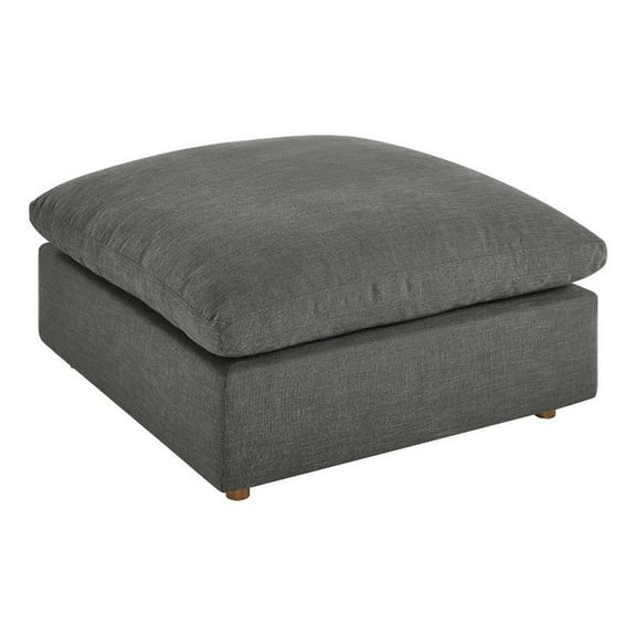 Pemberly Row Modern Down Filled Overstuffed Fabric Ottoman in Gray