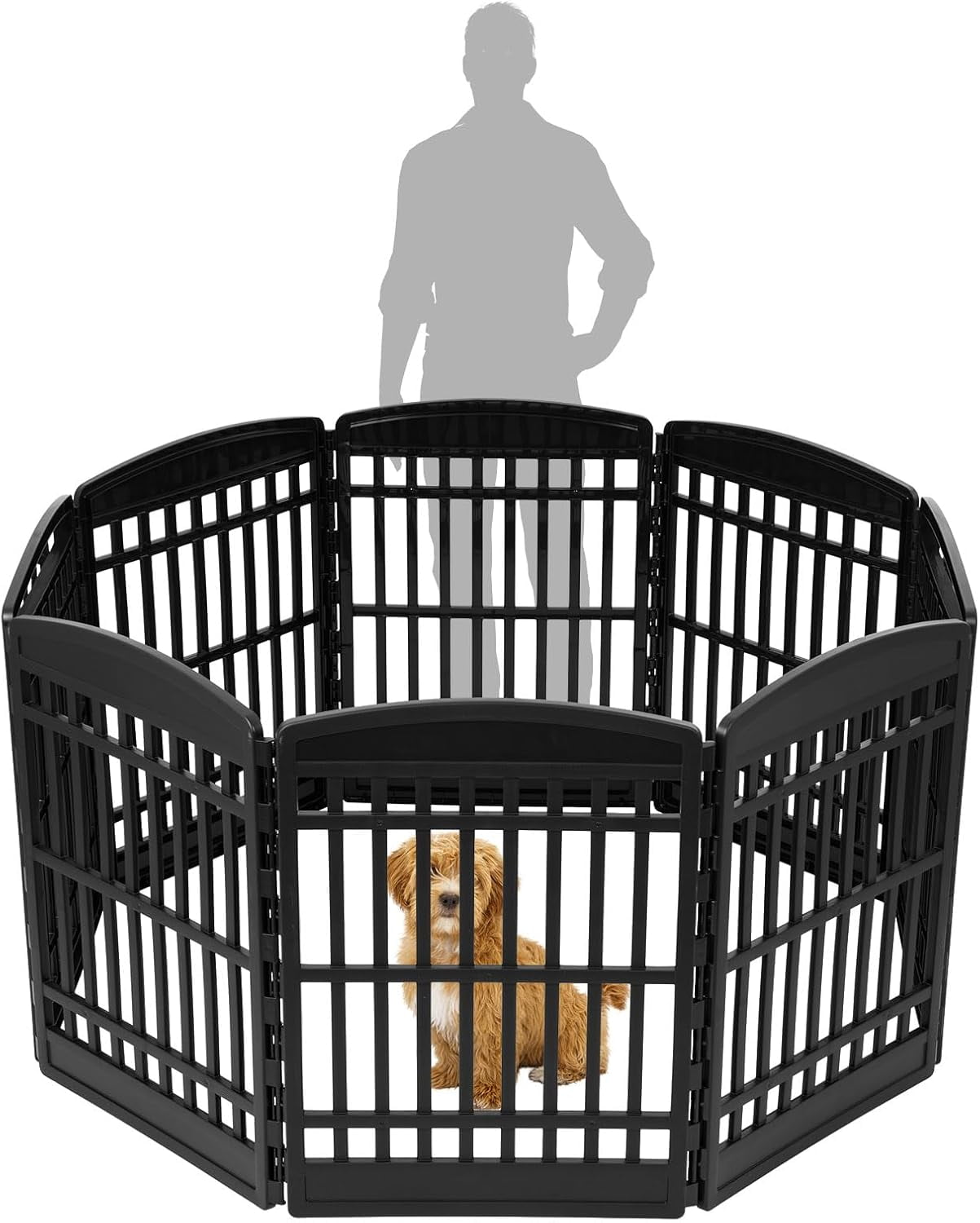 IRIS 34" Exercise 8-Panel Pet Playpen, Dog Playpen, for Medium and Large Dogs, Easy Assemble, Fold It Down