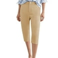 thumbnail image 2 of SYMOID Womens Capris Petite Leggings Stretch Casual with Pockets Pants for Women Ladies Khaki L Capris Comfortable Capri Pants for Women, 2 of 7