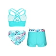 thumbnail image 4 of Alvivi Kids Girls 3 Pcs Athletic Tankini Bikini Top with Brief Swim Boardshorts Swimsuit Bathing Suit Leaf 6, 4 of 7