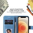 thumbnail image 7 of Allytech Wallet Case for Samsung Galaxy S10e 5.8", Premium Folio PU Leather Flip [Card Slots][Magnetic Closure][Hand Strap] Embossed Floral Purse Case for Galaxy S10 E, Blue, 7 of 7