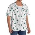 thumbnail image 4 of Vsdgher Hand Drawn Turtle Print Men's Wrinkle Free Untucked Cuban Shirt Business Casual Button Down Shirts Short Sleeve Shirt, 4 of 7