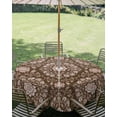 thumbnail image 2 of Outdoor Tablecloth with Umbrella Hole Zipper Brown Flowers Round Tablecloth 60" Waterproof Outside Table Cloth Spring Floral Farmhouse Art Patio Table Cover Tablecloths for Picnic Party, 2 of 8