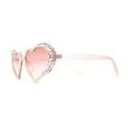 thumbnail image 3 of Womens Iridescent Rhinestone Bling Bubbly Heart Shape Sunglasses Pink, 3 of 4