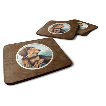 

Carolines Treasures 7023FC Long Hair Chocolate and Cream Dachshund Foam Coaster Set of 4 3 1/2 x 3 1/2 multicolor