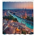 thumbnail image 3 of Ambesonne European Shower Curtain, Verona Italy Blue Hour, 69"Wx84"L, Aqua Coral Green, 3 of 3