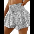 thumbnail image 2 of Mini Shorts de Cintura Alta con Volantes para Mujer Bonitos Shorts Cortos Escalonados con Shorts Debajo Gris S, 2 of 7