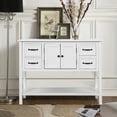 thumbnail image 7 of 43'' 4 Drawers Console Accent Table, White Wood Decorative Console Table with Brown Toptable, Cabinet and Shelf, Premium Wood Under Stair Buffet Sideboard for Home, Entryway, Living Room, 220bs, S9282, 7 of 7