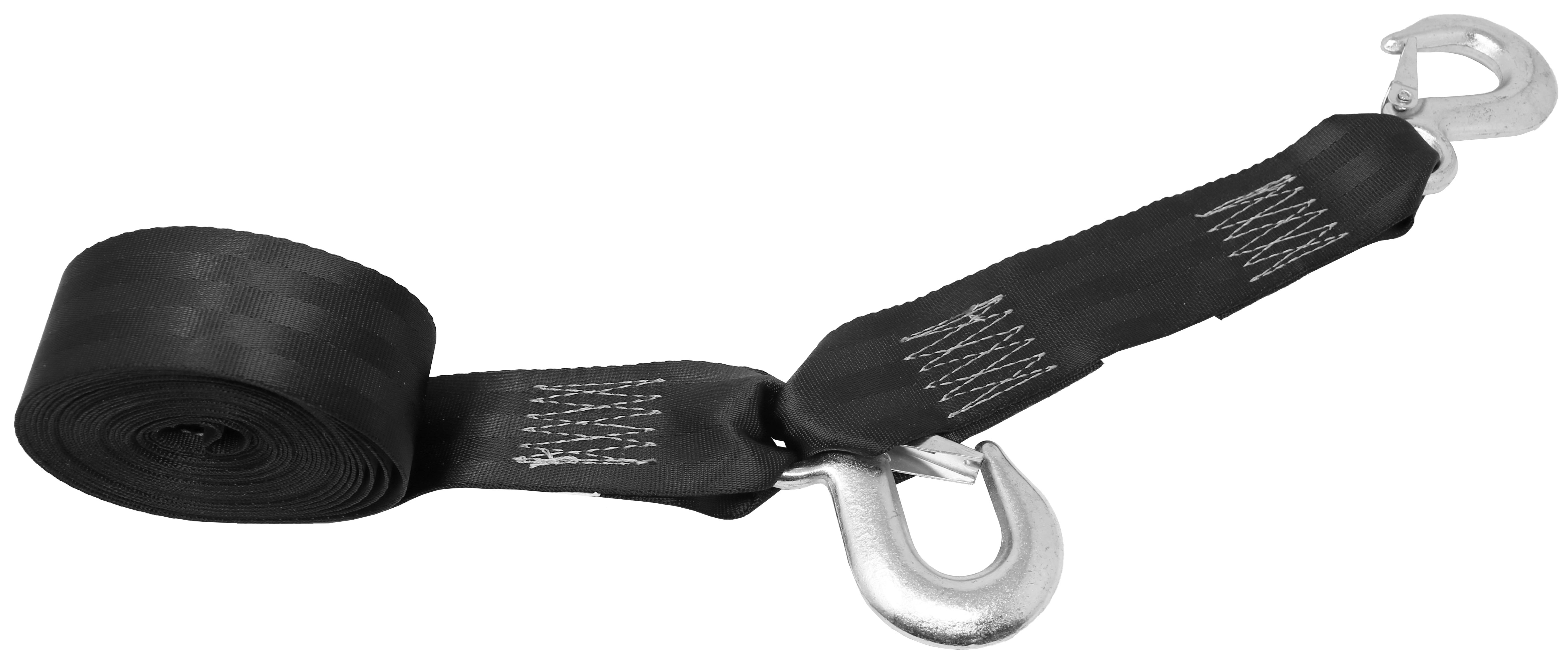 CustomTieDowns 2 Inch x 20 Foot Black Winch Strap With A Forged Snap Hook.  10 Inch Safety Strap With A Snap Hook. 1 Inch Loop For Attachment To Winch. - image 1 of 3