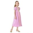 thumbnail image 5 of Spazoro Kids Girls Dresses, Solid Color Round Neck Fashion Short Sleeve Princess Dress for Child Girls Pink Size 4-5T, 5 of 5
