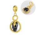 thumbnail image 2 of 925 Sterling Silver Golden Snake Wrapped Black Skull Dangle Charm for Bracelet Charms Bangle Pendant Jewelry, 2 of 3