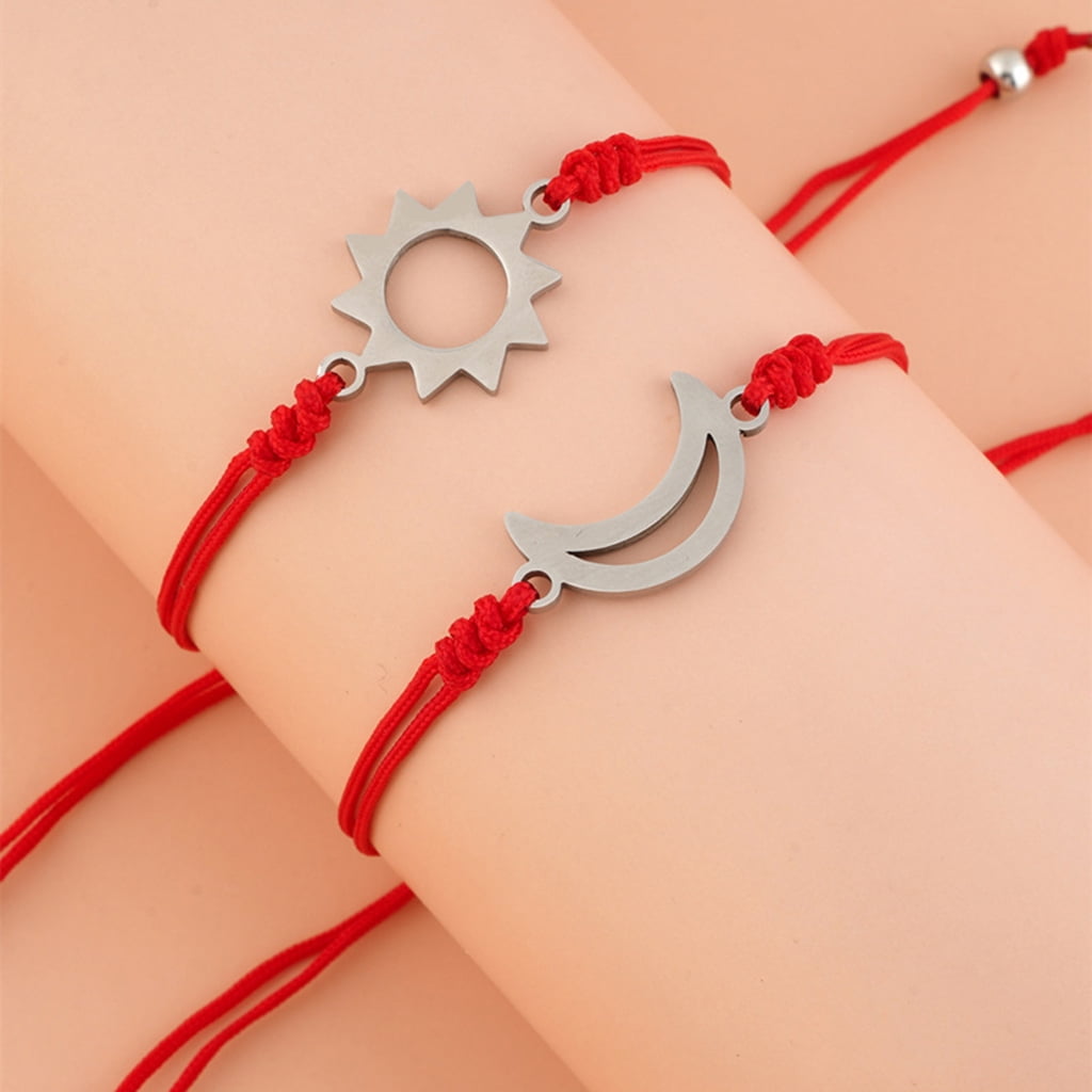 ZPAQI Sun and Moon Red String Couple Card Bracelet for Women Girl
