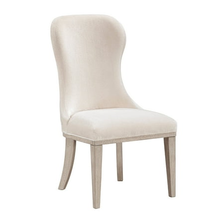 Classic Elegant Dining Chairs Set of 2, Foam Cushioned Seat Back Ivory Aesthetic Furniture