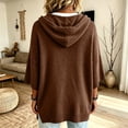 thumbnail image 4 of WULMLEO Women's Oversized Hooded Poncho Sweater 3/4 Batwing Sleeve Knitted Sweater Brown L, 4 of 6