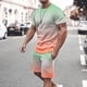 thumbnail image 2 of Mens Pantalones Casuales Cuello Redondo Impresión de Manga Corta Blusa Y Pantalones Cortos Traje, Pantalones de Traje para Hombres, 2 of 5