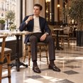 thumbnail image 2 of AUSTIN MILL Men's Classic Loafers, Patent Leather and Velvet Mixed Formal Dress Shoes, Slip-On Business Casual Tuxedo Shoes, 2 of 12